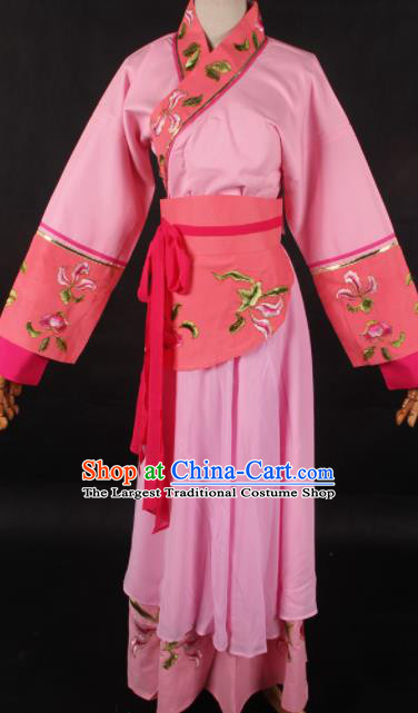 Chinese Traditional Shaoxing Opera Maidservant Pink Dress Ancient Peking Opera Servant Girl Costume for Women