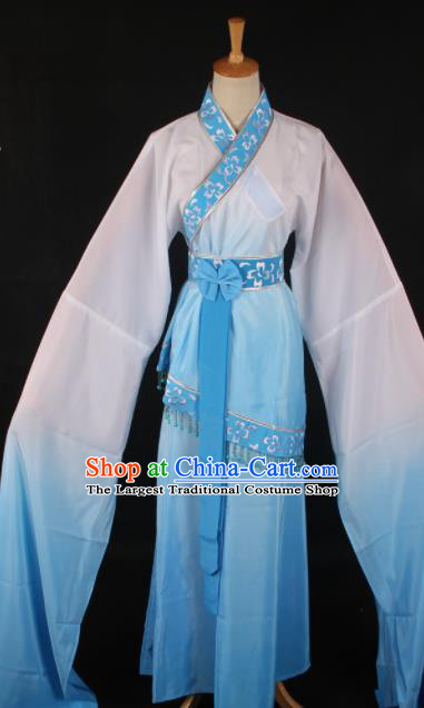 Chinese Traditional Shaoxing Opera Blue Dress Ancient Peking Opera Maidservant Xi Shi Costume for Women