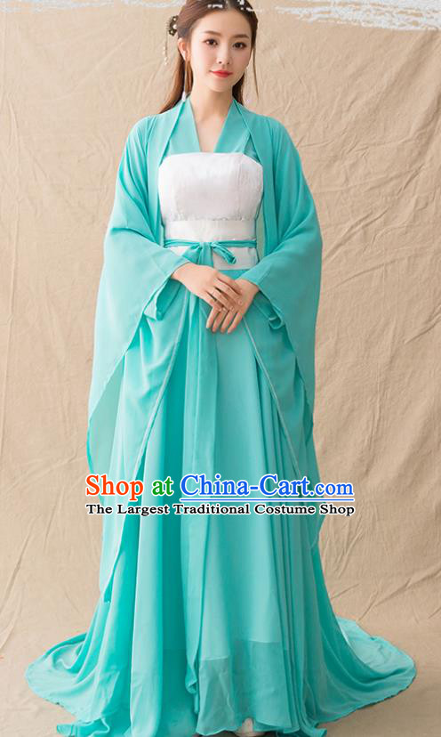 Chinese Ancient Drama Palace Princess Green Hanfu Dress Traditional Song Dynasty Imperial Consort Replica Costumes for Women