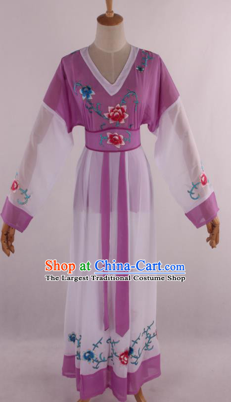 Chinese Traditional Shaoxing Opera Young Lady Purple Dress Ancient Peking Opera Maidservant Costume for Women