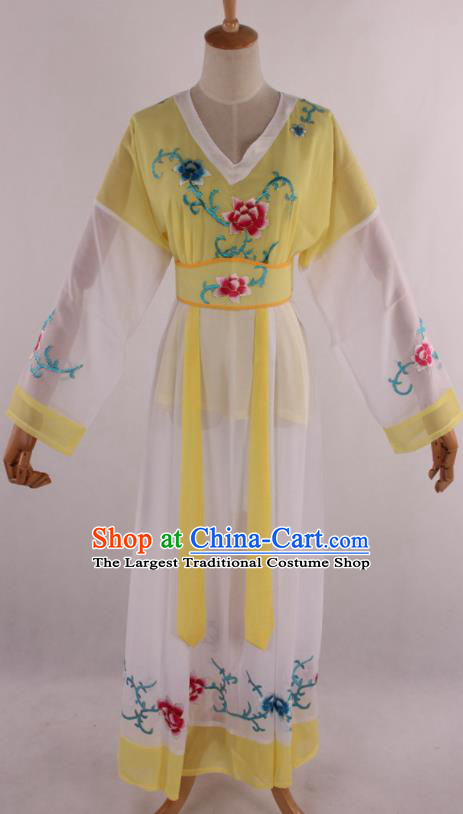 Chinese Traditional Shaoxing Opera Young Lady Yellow Dress Ancient Peking Opera Maidservant Costume for Women