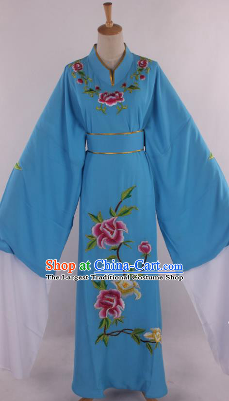 Traditional Chinese Shaoxing Opera Niche Scholar Embroidered Blue Robe Ancient Nobility Childe Costume for Men