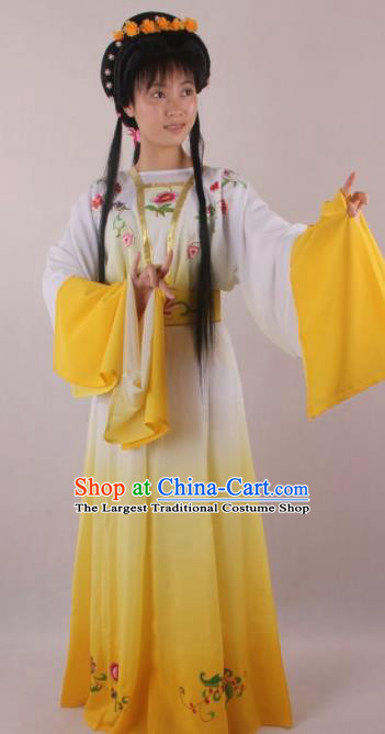 Professional Chinese Beijing Opera Fairy Yellow Dress Ancient Traditional Peking Opera Diva Costume for Women