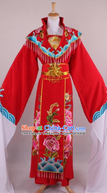 Professional Chinese Beijing Opera Diva Queen Red Dress Ancient Traditional Peking Opera Costume for Women