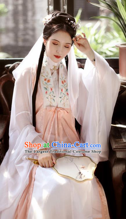 Traditional Chinese Ming Dynasty Taoist Nun Historical Costume Ancient Drama Princess Pink Hanfu Dress for Women