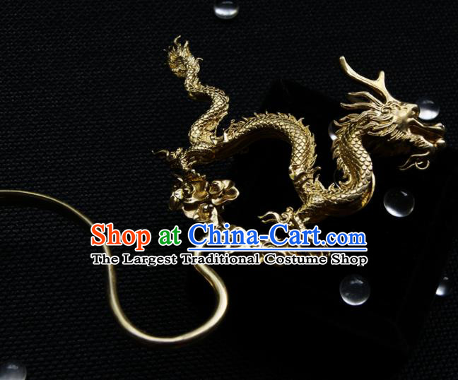 Chinese Ancient Ming Dynasty Hairpins Golden Dragon Hair Clip Traditional Hanfu Hair Accessories for Women