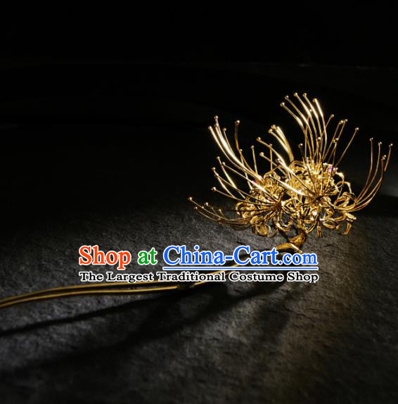 Chinese Ancient Ming Dynasty Golden Manjusaka Hairpins Hair Clip Traditional Hanfu Hair Accessories for Women