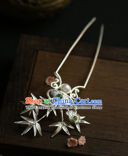 Chinese Ancient Tang Dynasty Queen Bamboo Leaf Hairpins Traditional Hanfu Hair Accessories for Women