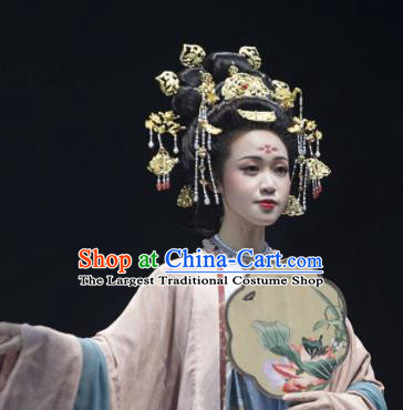 Chinese Ancient Tang Dynasty Queen Hairpins Hair Crown Traditional Hanfu Hair Accessories Complete Set for Women