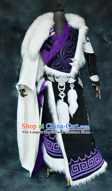 Chinese Ancient Drama Cosplay Taoist Priest King Black Clothing Traditional Hanfu Swordsman Costume for Men