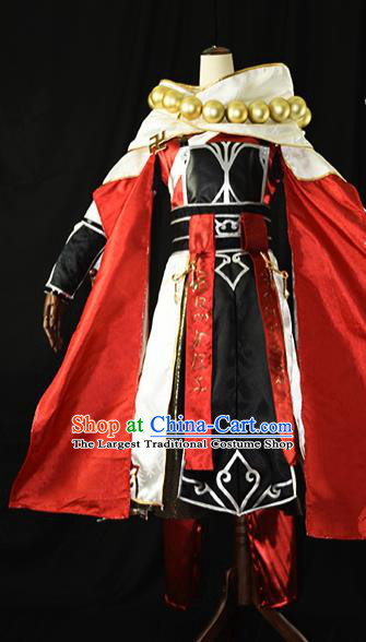 Chinese Ancient Cosplay Kawaler Knight Monk Red Clothing Traditional Hanfu Swordsman Costume for Men