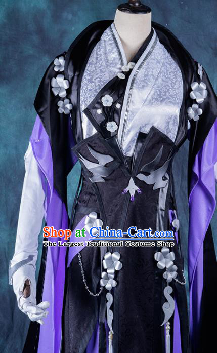 Chinese Ancient Cosplay Heroine Female Knight Purple Dress Traditional Hanfu Swordsman Costume for Women