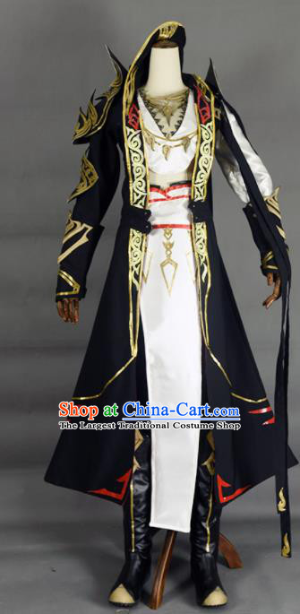 Chinese Ancient Cosplay Knight Black Clothing Traditional Hanfu Swordsman Costume for Men