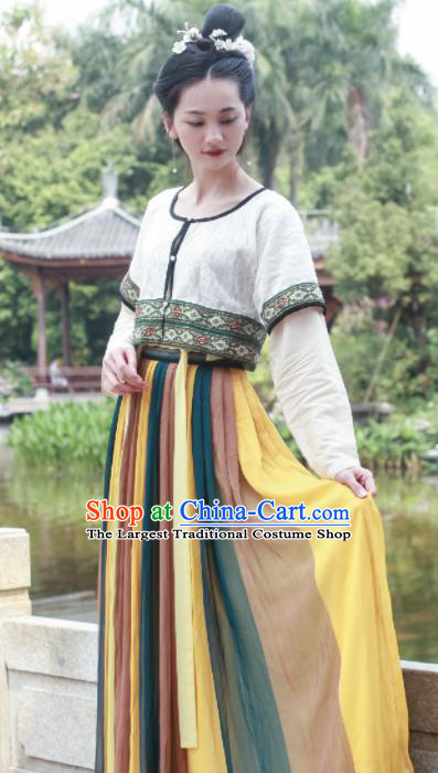 Chinese Traditional Tang Dynasty Replica Costumes Ancient Court Maidservants Hanfu Dress for Women