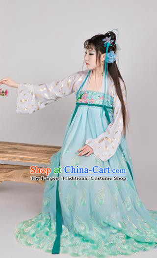 Chinese Ancient Cosplay Game Fairy Knight Green Dress Traditional Hanfu Princess Swordsman Costume for Women