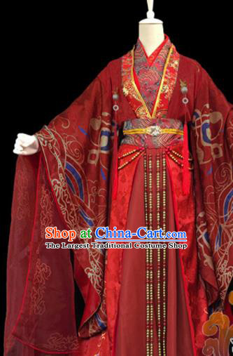 Traditional Chinese Cosplay Female Knight Heroine Wedding Red Dress Ancient Swordswoman Costume for Women