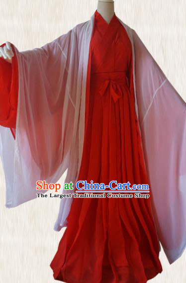 Chinese Traditional Cosplay Swordswoman Red Dress Custom Ancient Fairy Zi Xia Costume for Women