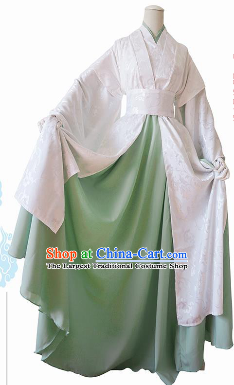 Chinese Traditional Cosplay Swordswoman White Dress Custom Ancient Fairy Princess Costume for Women