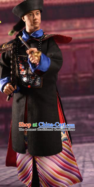 Chinese Ancient Manchu Official Clothing Traditional Qing Dynasty Officer Prince Costumes Complete Set for Men