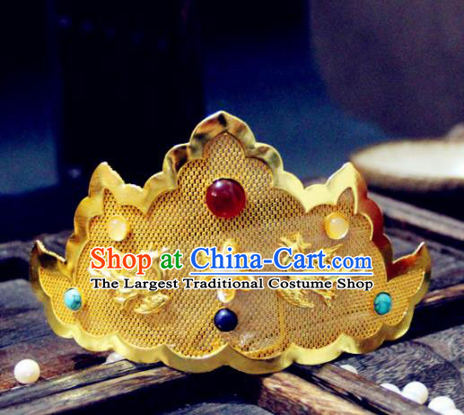 Ancient Chinese Ming Dynasty Golden Hair Crown Hairpins Traditional Hanfu Court Hair Accessories for Women