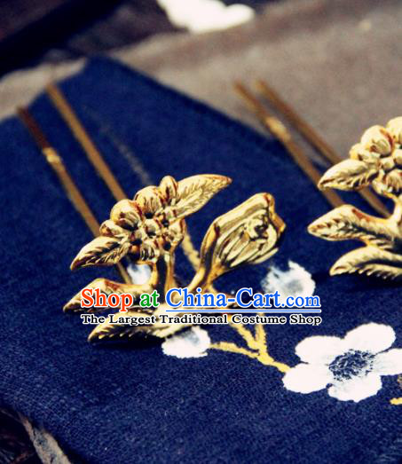 Ancient Chinese Ming Dynasty Princess Golden Hairpins Traditional Hanfu Court Hair Accessories for Women