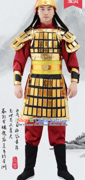 Traditional Chinese Ancient Drama Costumes Chinese Ming Dynasty Warrior Helmet and Armour for Men