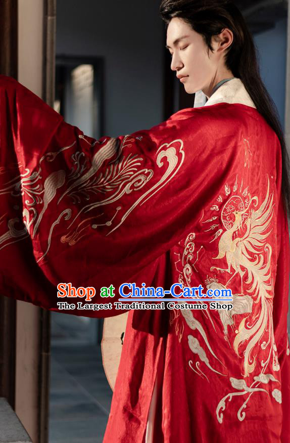 Chinese Ancient Prince Red Costumes Traditional Ming Dynasty Nobility Childe Clothing for Men