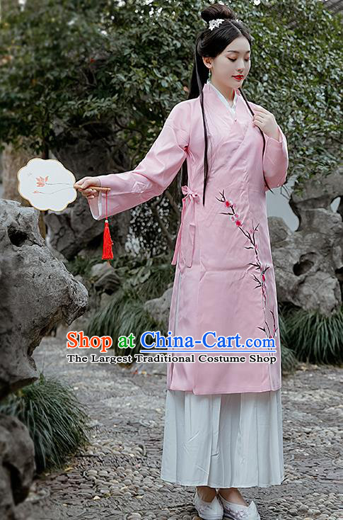 Chinese Drama Lin Daiyu Costumes Ancient Traditional Ming Dynasty Nobility Lady Pink Hanfu Dress for Women