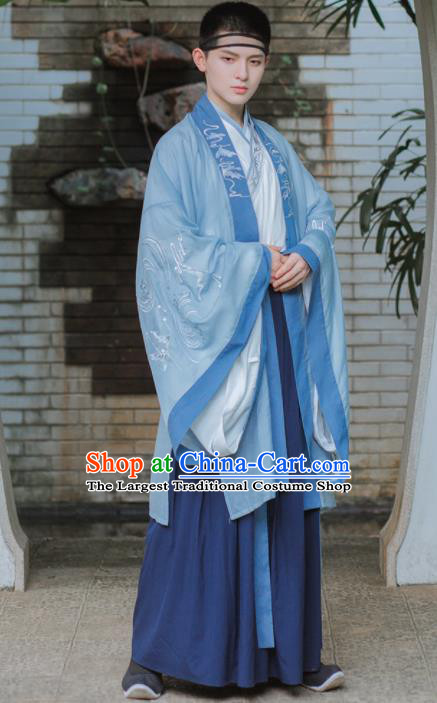 Chinese Traditional Jin Dynasty Scholar Costumes Ancient Nobility Childe Clothing for Men