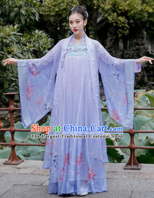 Chinese Traditional Song Dynasty Nobility Lady Costumes Ancient Drama Goddess Princess Purple Hanfu Dress for Women