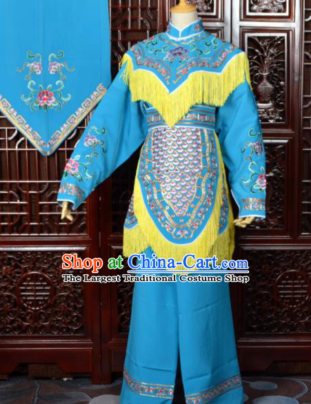 Chinese Traditional Beijing Opera Xiao Dan Blue Dress Peking Opera Maidservants Costumes for Women