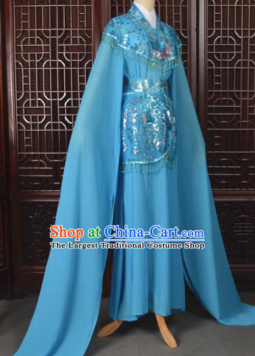 Chinese Traditional Beijing Opera Hua Dan Blue Dress Peking Opera Diva Costumes for Women