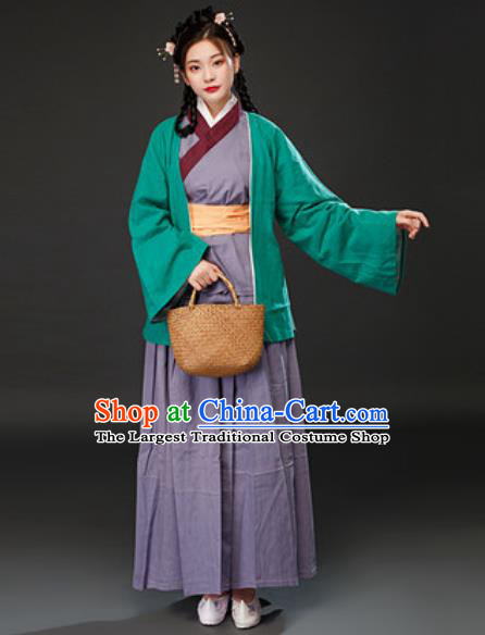 Chinese Traditional Ming Dynasty Maidservant Dress Ancient Drama Female Civilian Costumes for Women