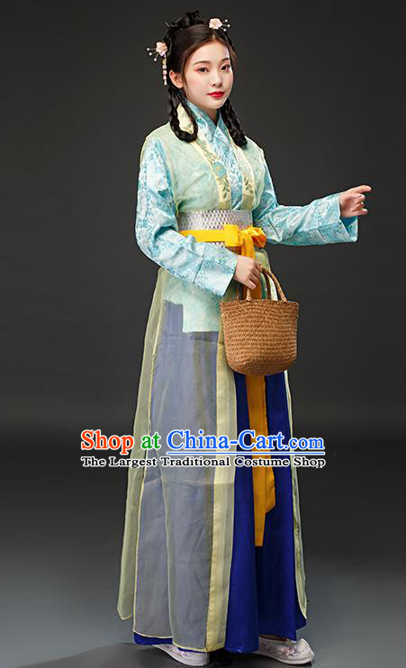 Traditional Chinese Ming Dynasty Servant Girl Dress Ancient Drama Female Civilian Maidservant Costumes for Women