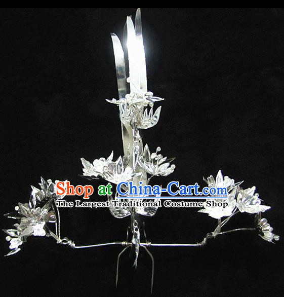 Chinese Traditional Handmade Miao Nationality Phoenix Hair Crown Silver Hairpins Ethnic Wedding Hair Accessories for Women