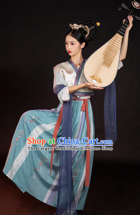 Chinese Ancient Court Lady Top Blouse and Skirt Traditional Tang Dynasty Palace Historical Costumes Hanfu Hu Xuan Dance Apparels Full Set