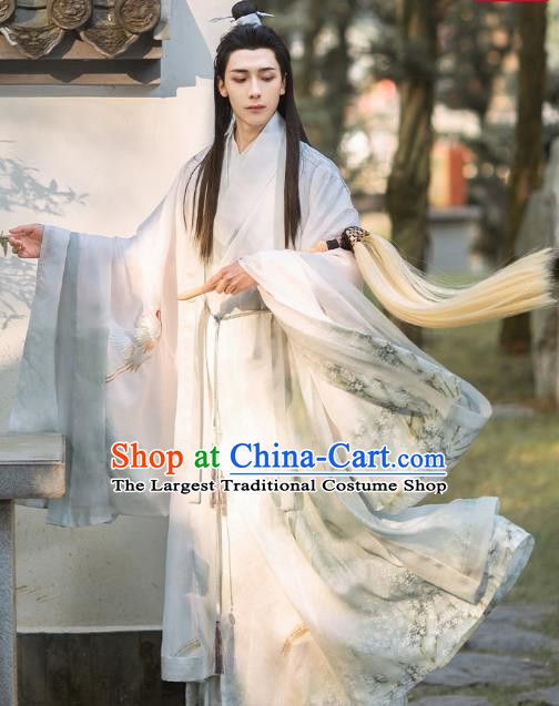 Chinese Ancient Swordsman Hanfu Apparels Traditional Costumes Ming Dynasty Garment Cloak Shirt and Skirt for Men