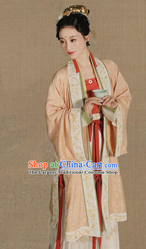 Chinese Ancient Imperial Concubine Hanfu Apparels Traditional Costumes Song Dynasty Palace Women Embroidered BeiZi Blouse and Skirt Full Set