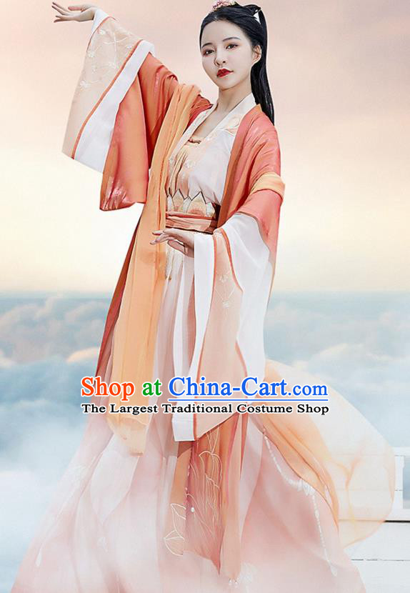 Chinese Ancient Princess Hanfu Apparels Traditional Tang Dynasty Palace Lady Red BeiZi Blouse and Skirt Historical Costumes Complete Set