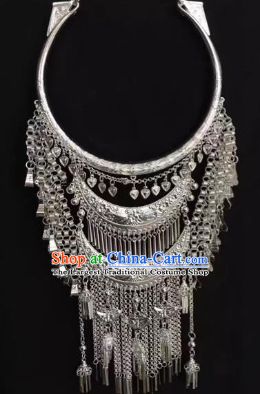 Handmade Chinese National Necklet Yunnan Miao Minority Silver Tassel Necklace Accessories Women Jewelry