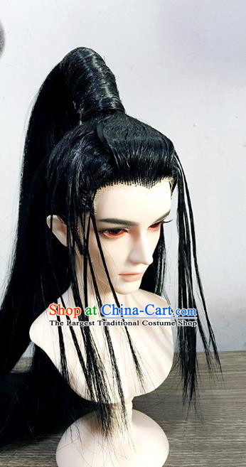 China BJD Ming Dynasty Swordsman Black Wig Sheath Cosplay Ancient Knight Wigs