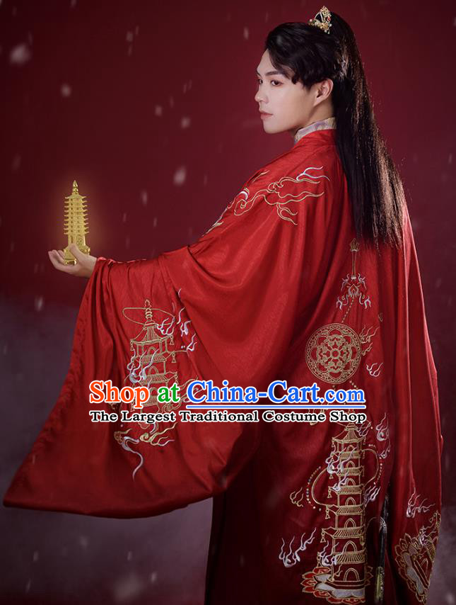 China Ancient Swordsman Costumes Traditional Tang Dynasty Taoist Hanfu Apparels Embroidered Outfits for adults