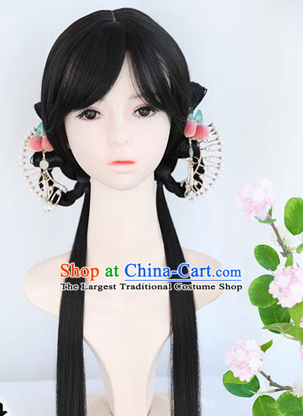 Chinese Ming Dynasty Wigs Best Quality Wigs China Cosplay Wig Chignon Ancient Young Lady Wig Sheath