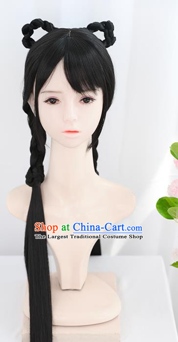 Chinese Zhou Dynasty Noble Lady Wigs Best Quality Wigs China Cosplay Wig Chignon Ancient Young Woman Wig Sheath