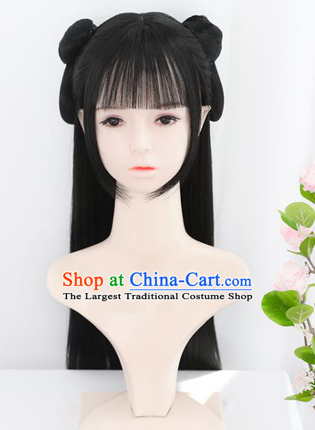 Chinese Song Dynasty Noble Lady Bangs Wigs Best Quality Wigs China Cosplay Wig Chignon Ancient Young Girl Wig Sheath