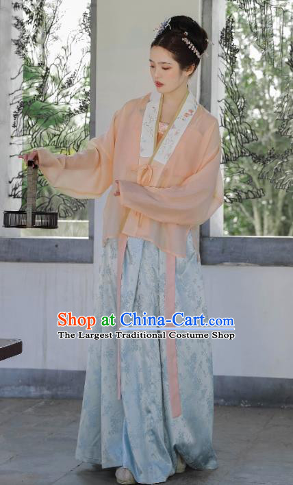 Traditional China Female Hanfu Ancient Song Dynasty Civilian Female Costume Blouse top and Skirt Full Set