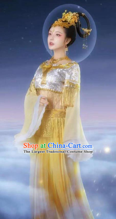 Ancient Chinese Legend Goddess Dress Traditional Tang Dynasty Palace Lady Costumes Classical Dance Clothing and Headpieces