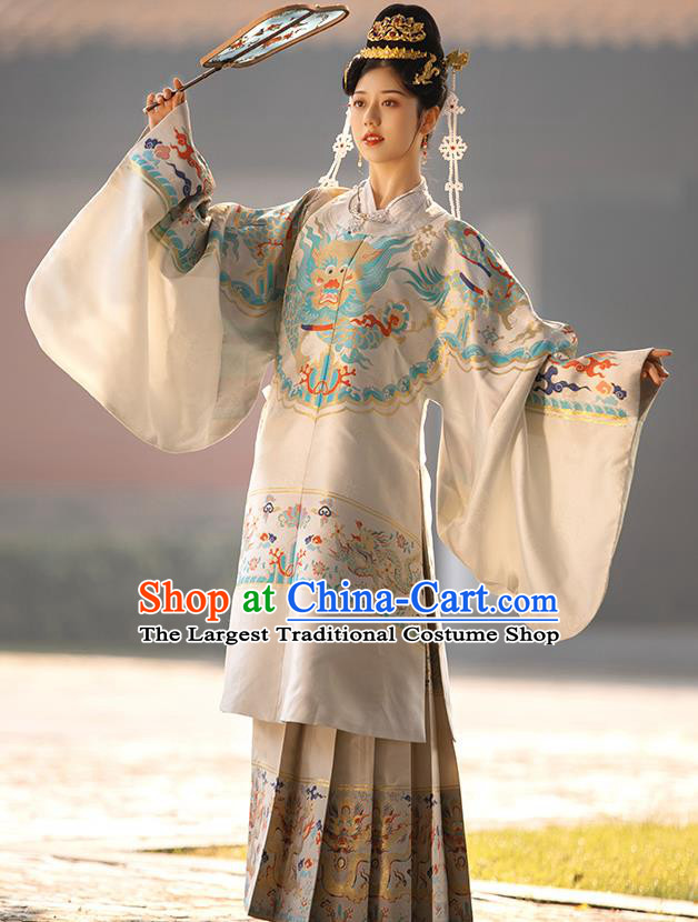 Traditional China Ming Dynasty Imperial Mistress Clothing Ancient Hanfu Dress Long Robe and Skirt Full Set