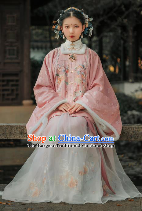 Ancient China Imperial Mistress Historical Clothing Traditional Hanfu Ming Dynasty Court Woman Noble Countess Winter Costumes