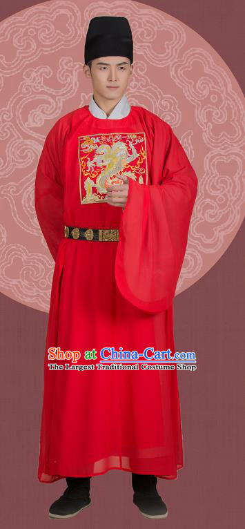 China Ancient Official Embroidered Robe Traditional Ming Dynasty Historical Hanfu Clothing for Men